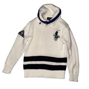 Polo by Ralph Lauren Cream & Navy Shawl Collar Sweater